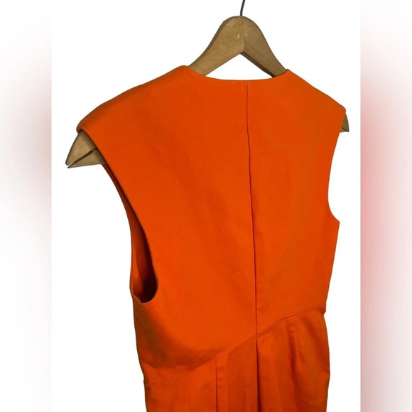 KATE SPADE Saturday Fitted Orange Sleeveless Zip Up V Neck Sheath Dress - Picture 6 of 10